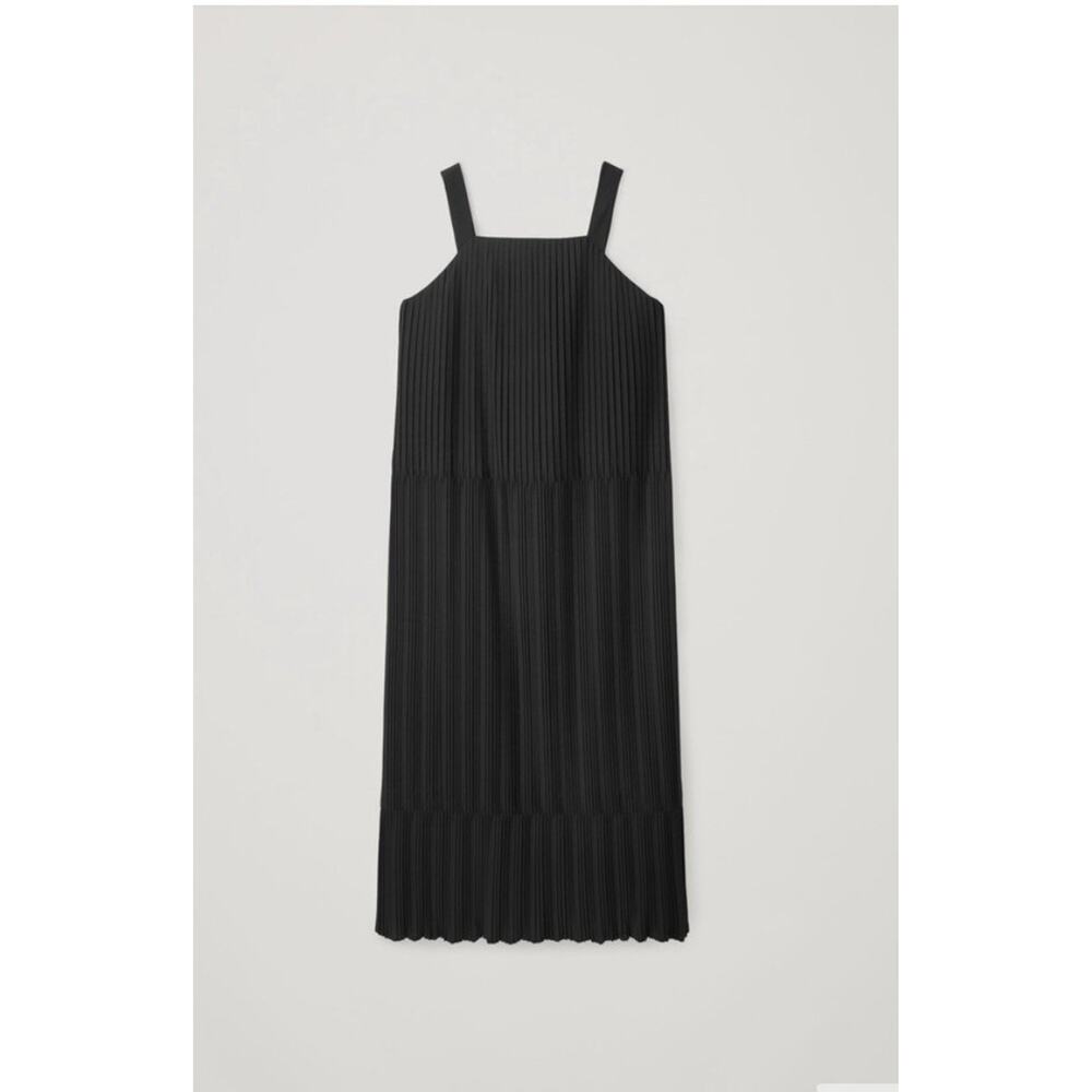 COS Women’s Maxi Dress Size 6 Black Pleated Minimalist Modern Cotton Blend Long - Picture 7 of 15